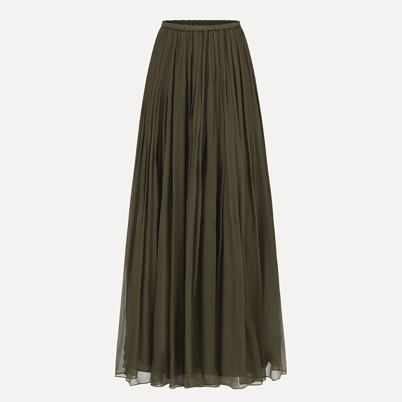 Olive Green Elastic Waist Skirt