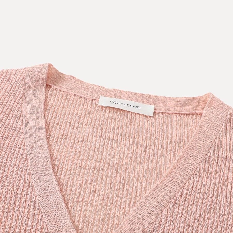 Pink Linen Knitted Cardigan