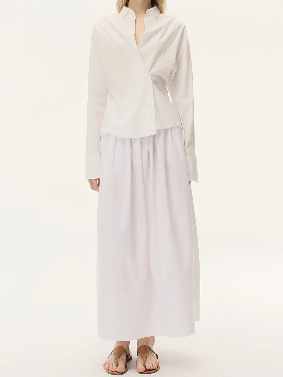 Pure White Side Buckle Shirt