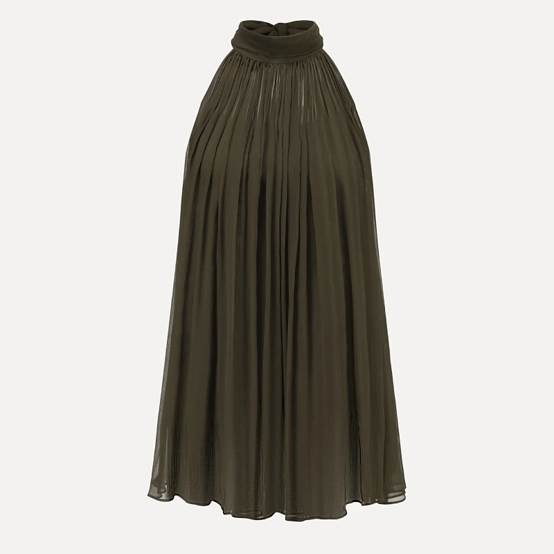 Olive Green Ribbon Sleeveless Top