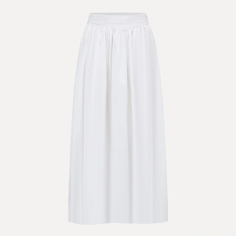 Pure White Layered High Waist Ruffled Skirt