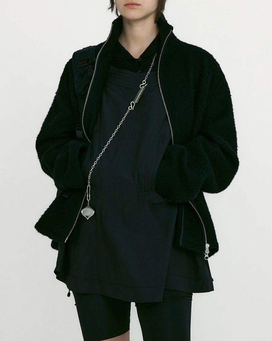 HAIRY BOUCLE ZIP SHIRT JACKET