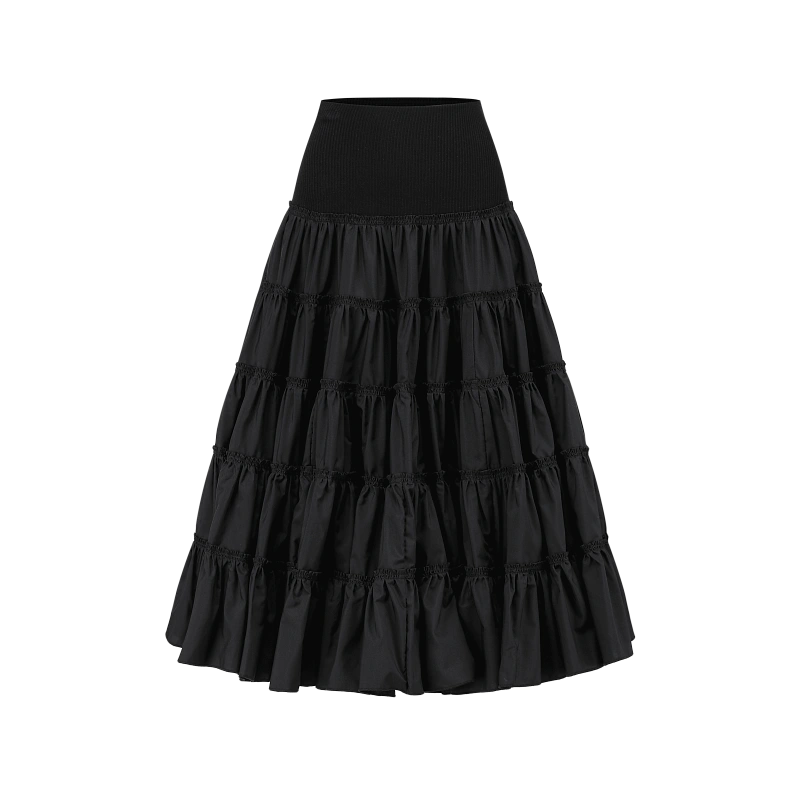 Black layered long skirt