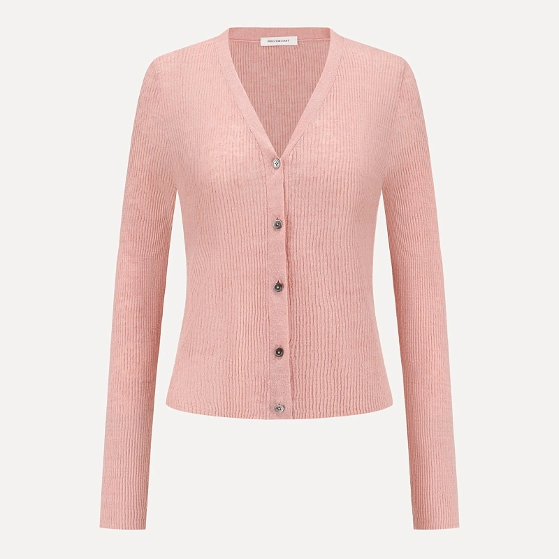 Pink Linen Knitted Cardigan