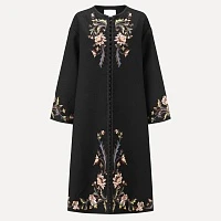 Floral pattern embroidered long coat