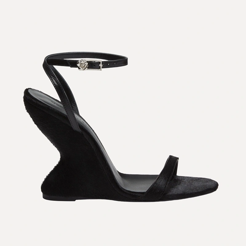 WEDGE SANDALS PONY BLACK