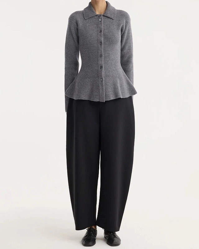 Waisted rib cardigan