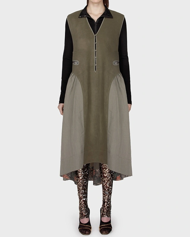 TEARDROP FLEECE DRESS OLIVE