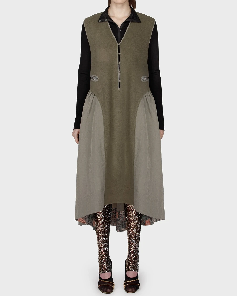 TEARDROP FLEECE DRESS OLIVE