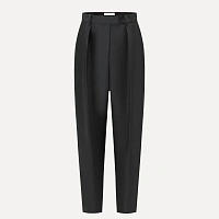 Black silk and wool 3D skinny pants