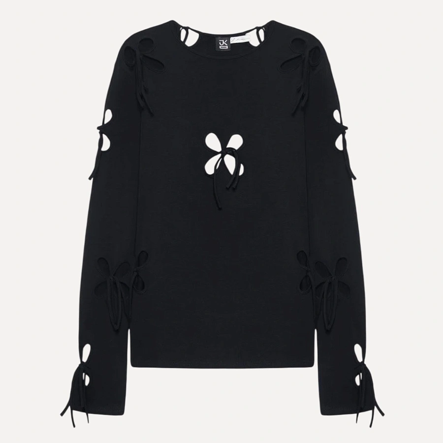 UNISEX PETAL LONG SLEEVE BLACK
