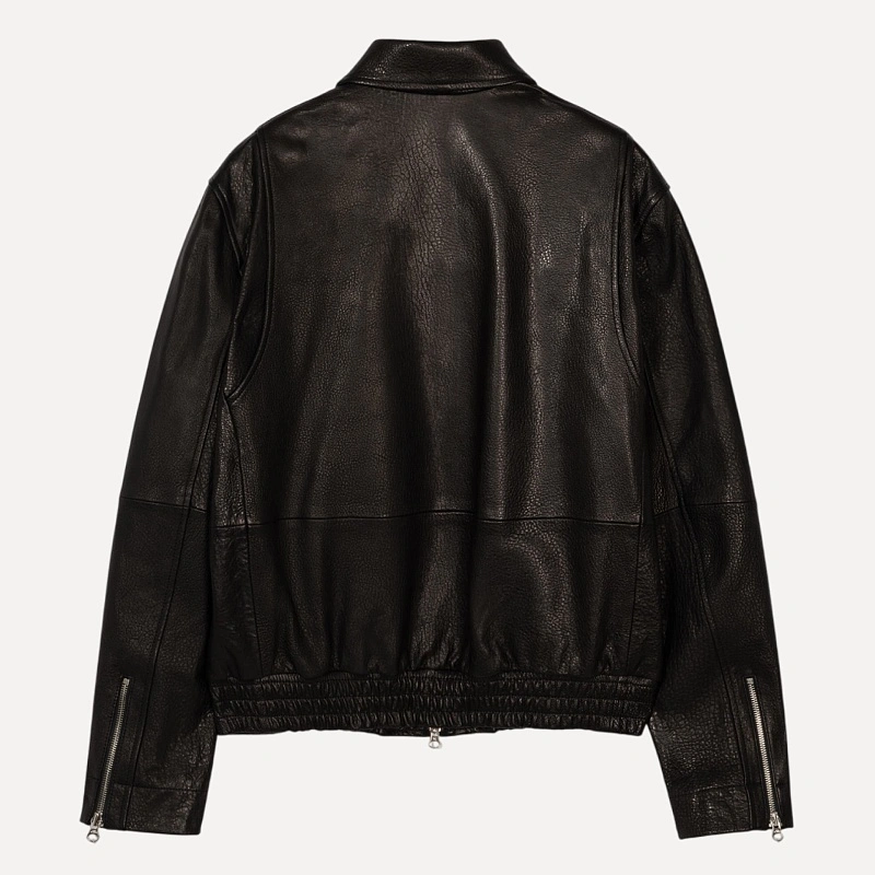LINED-FIT LEATHER BLOUSON JACKET