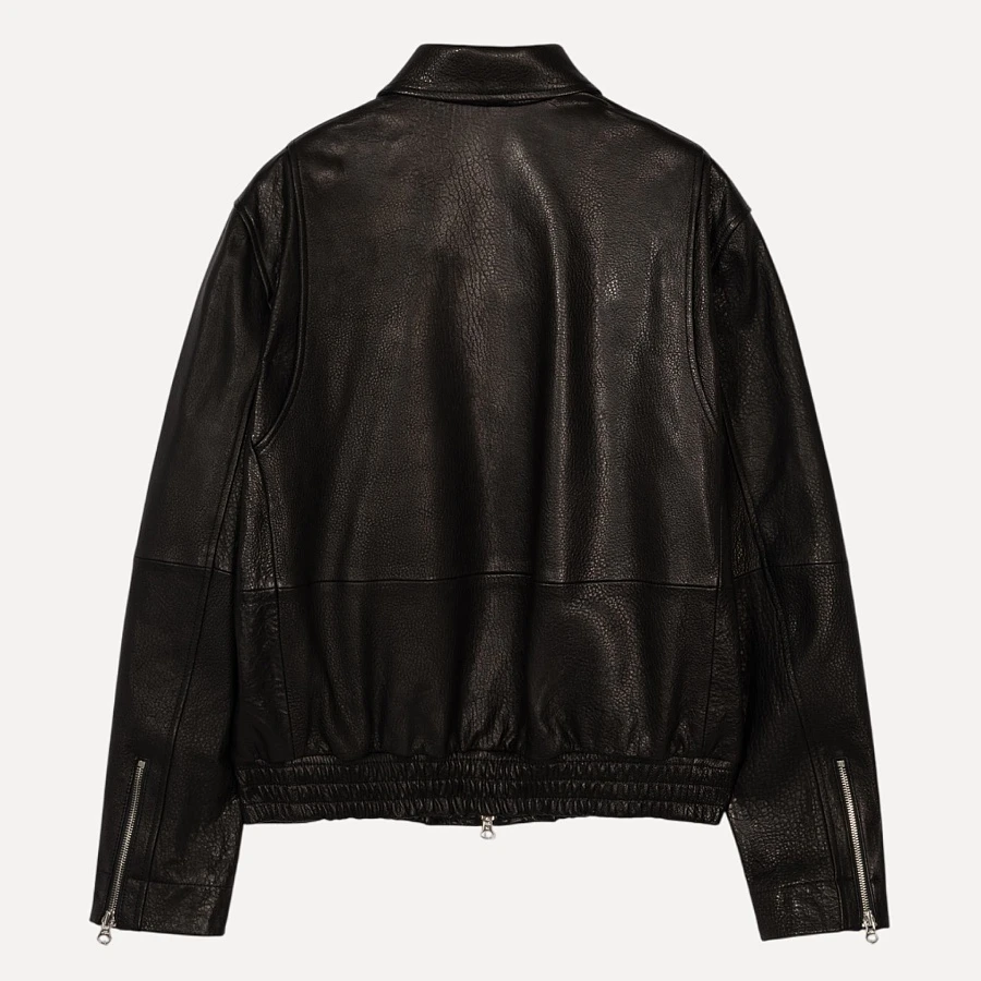 LINED-FIT LEATHER BLOUSON JACKET