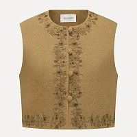 Apricot Linen Embroidered Vest