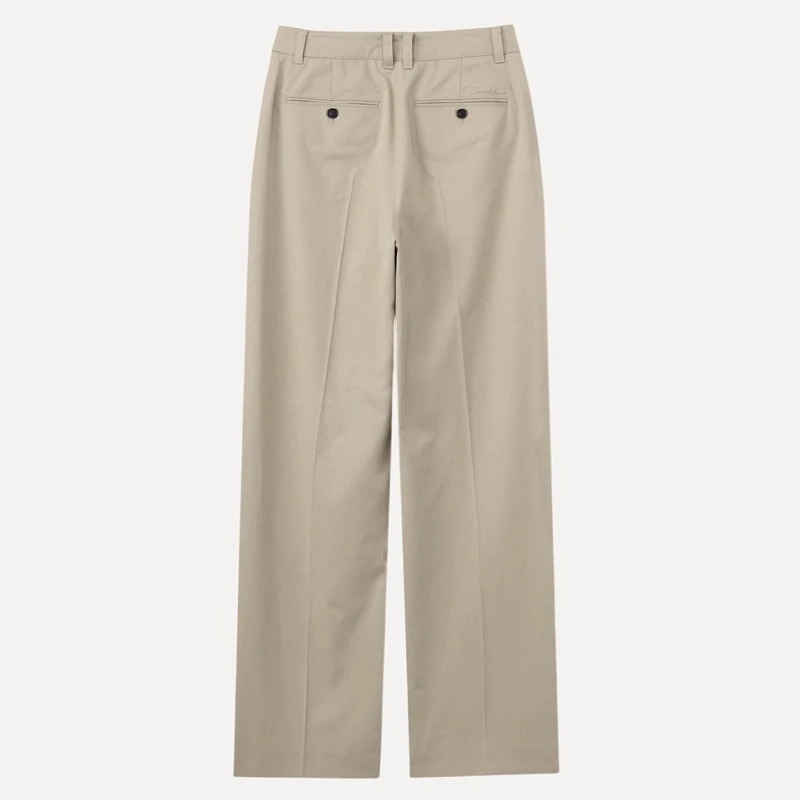 DOUBLE PLEATED CHINO SLACKS BEIGE