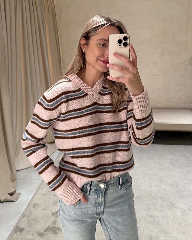 Shetland Stripe V-Neck