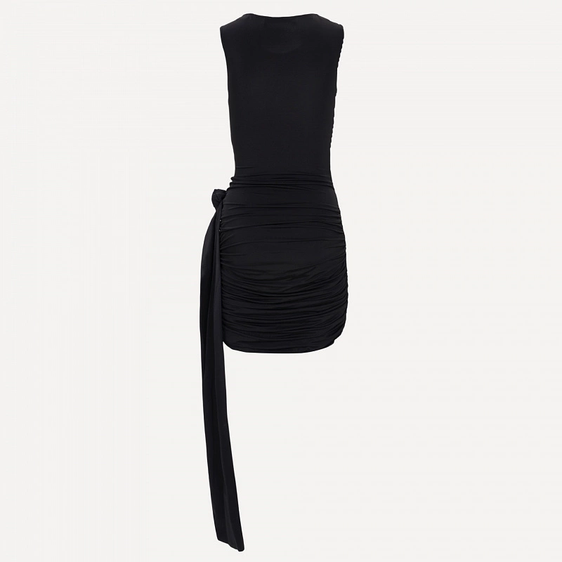 Black Twisted Jersey Shift Dress