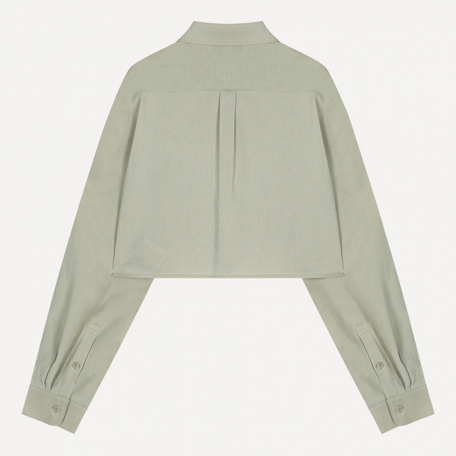 LINEN POCKET CROP SHIRT