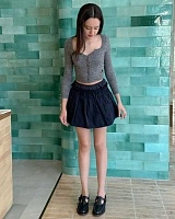 Hand-Sewn Floral Waist Short Skirt