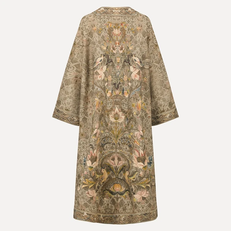 Mulberry silk double- sided printed long coat