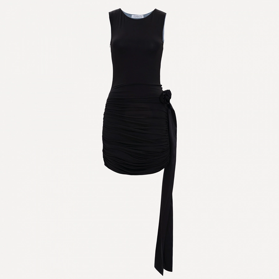 Black Twisted Jersey Shift Dress