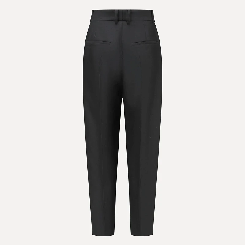 Black silk and wool 3D skinny pants