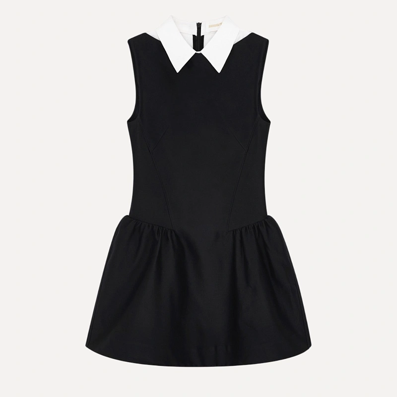 Shirtneck patchwork sleeveless dress