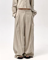 LINEN TUCK WIDE PANTS
