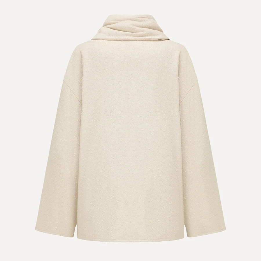 Ivory textured wool scarf cotton jacket