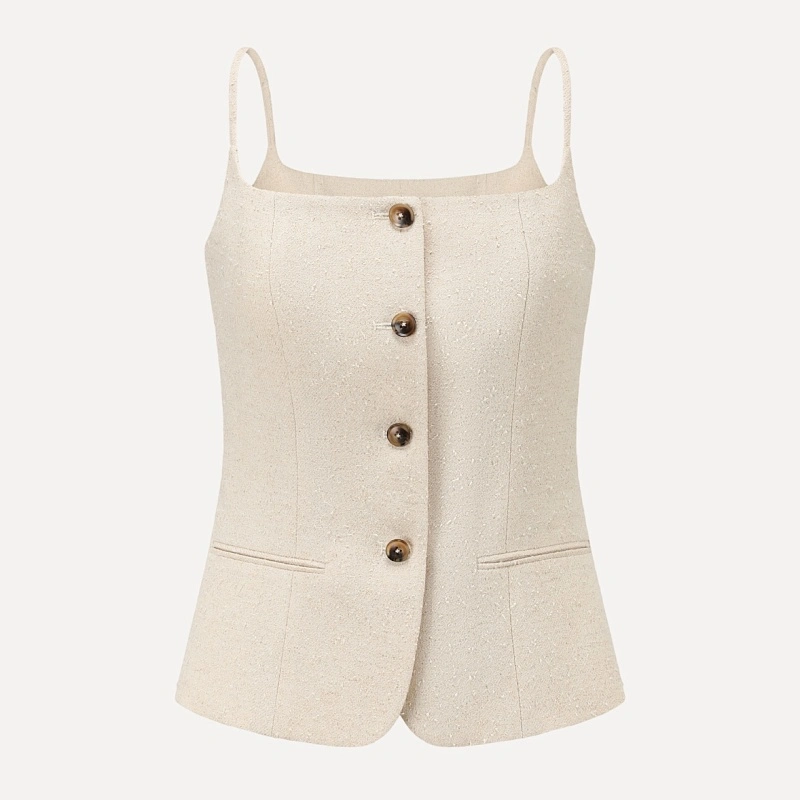 Ivory textured wool halter top