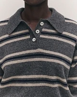 Edith Stripe Polo Shirt grey