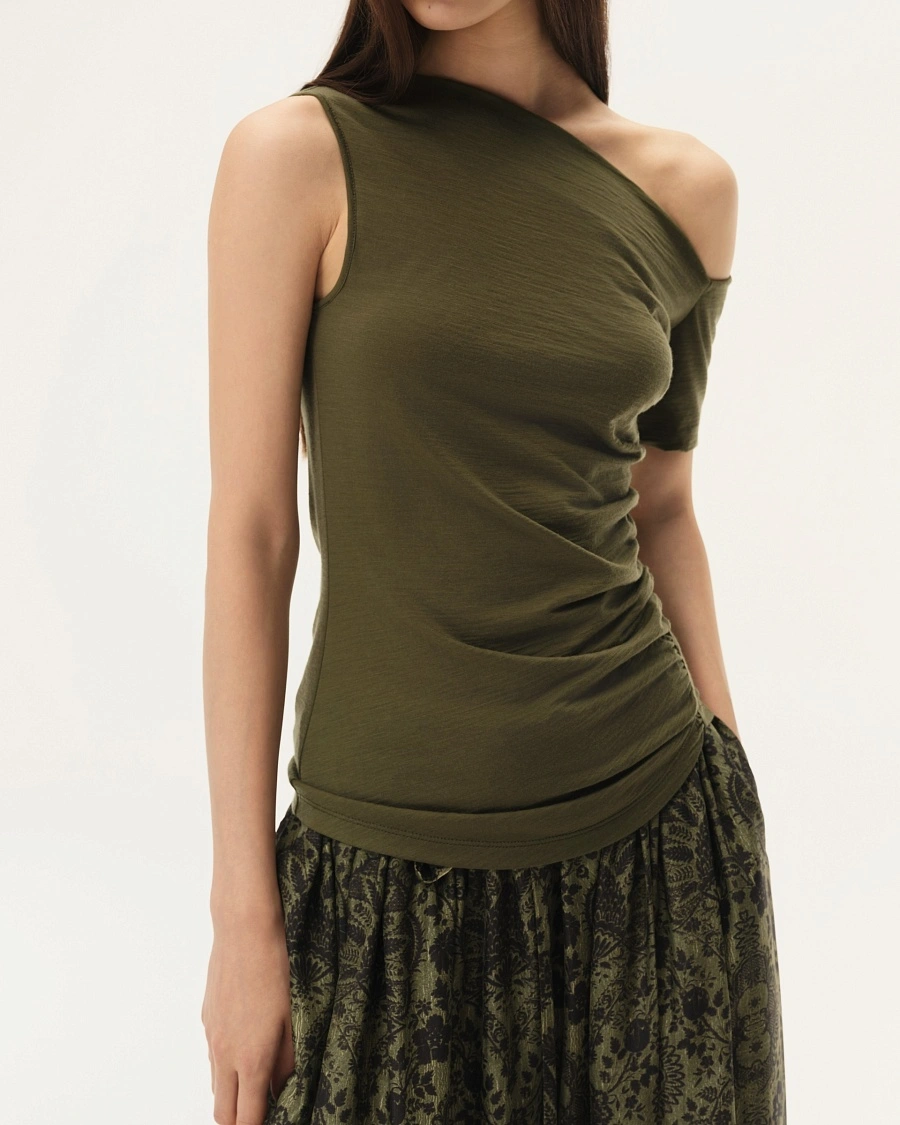 Olive Green One Shoulder Top