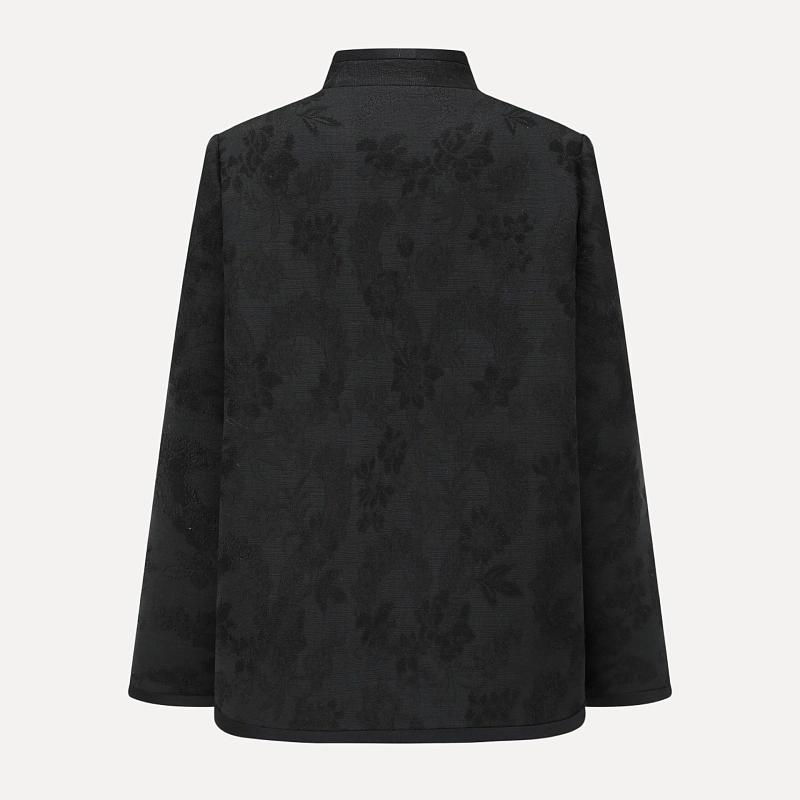 Dark pattern jacquard stand collar coat