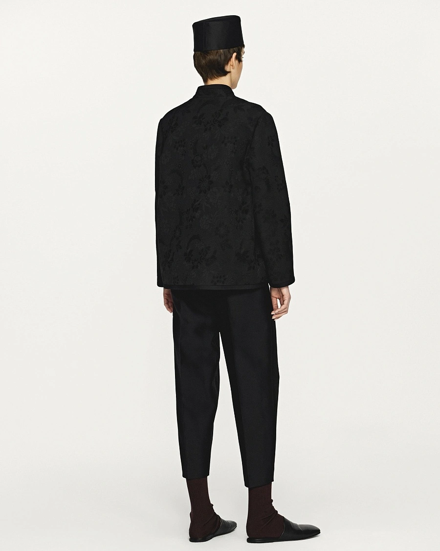 Black silk and wool 3D skinny pants