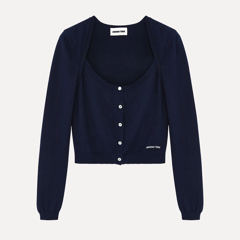 Knit cardigan (navy)
