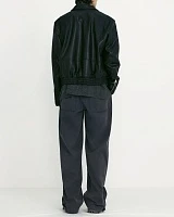 LINED-FIT LEATHER BLOUSON JACKET