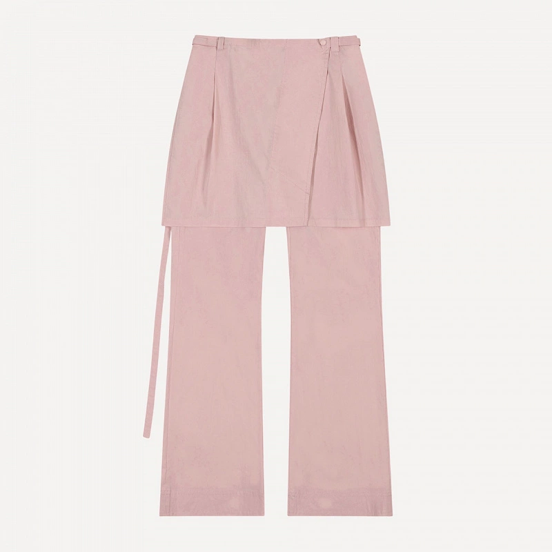 NEW LAYERED WRAP SKIRT PANTS PINK
