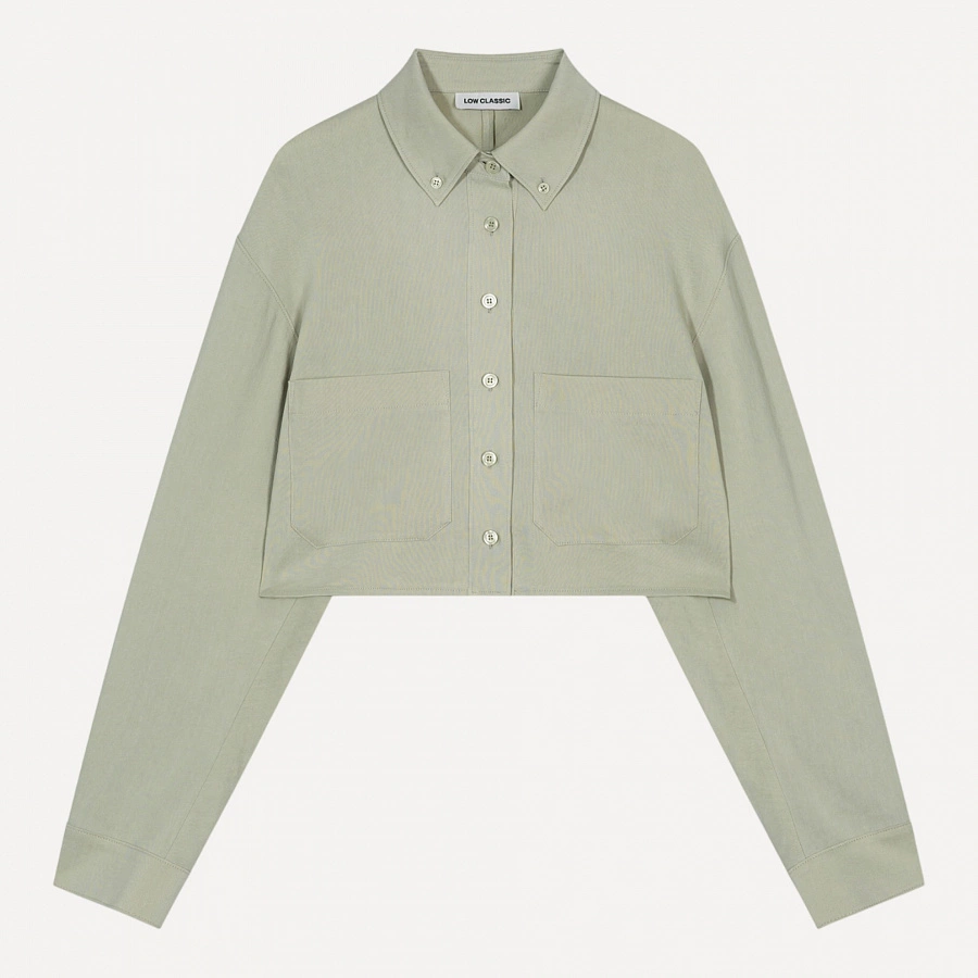 LINEN POCKET CROP SHIRT