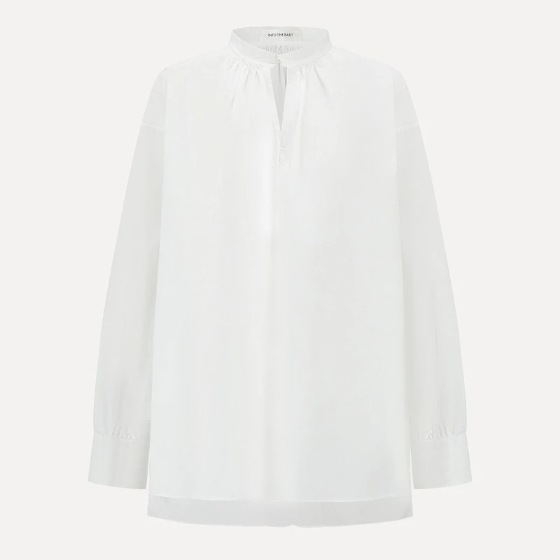 White Round Collar One button top