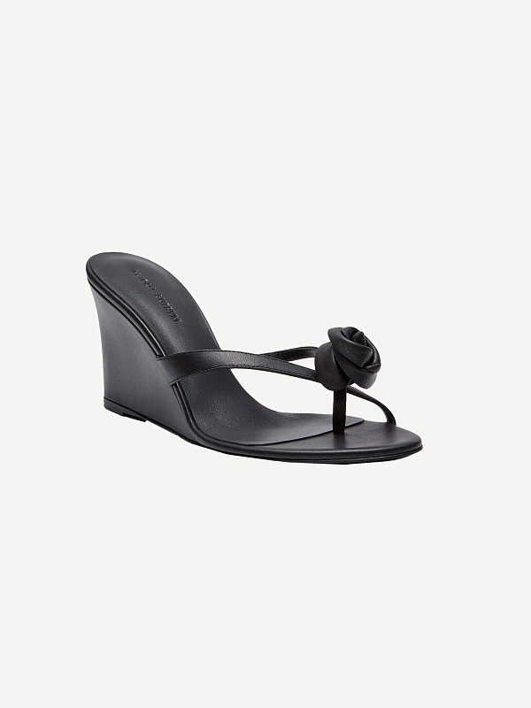 WEDGE SANDALS LEATHER BLACK