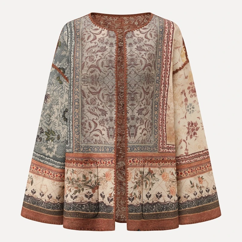 Tasar Silk Doubl-sided Printed Jacket