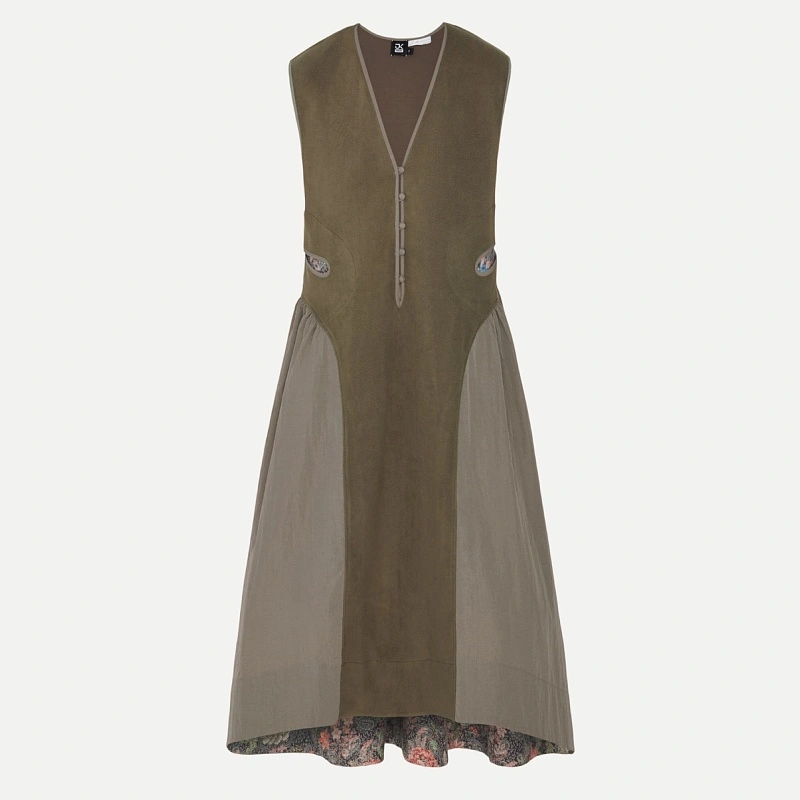 TEARDROP FLEECE DRESS OLIVE