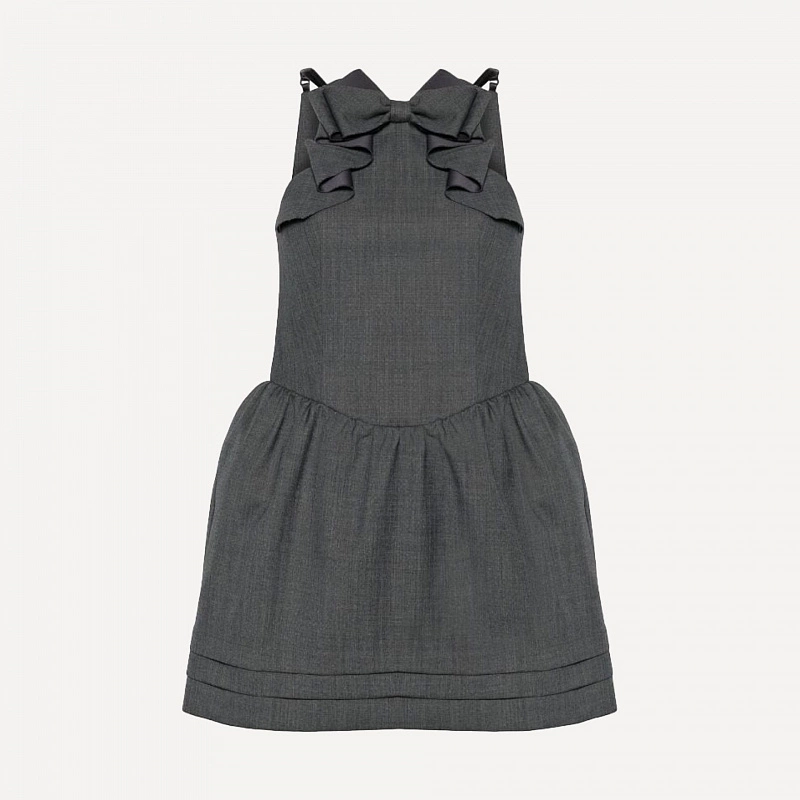 3D bow hanging neck dress