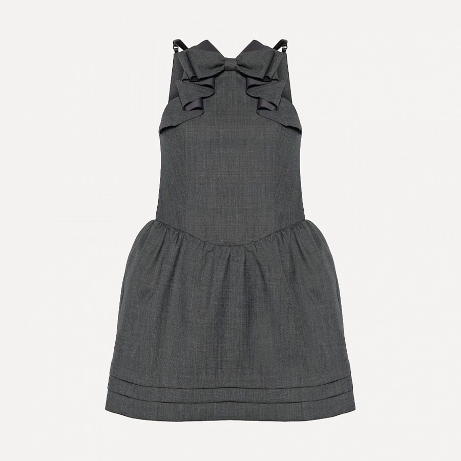 3D bow hanging neck dress