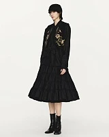 Floral pattern embroidered button vest