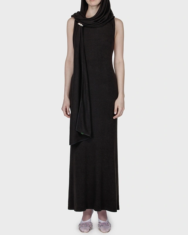 SHAWL DRESS BLACK