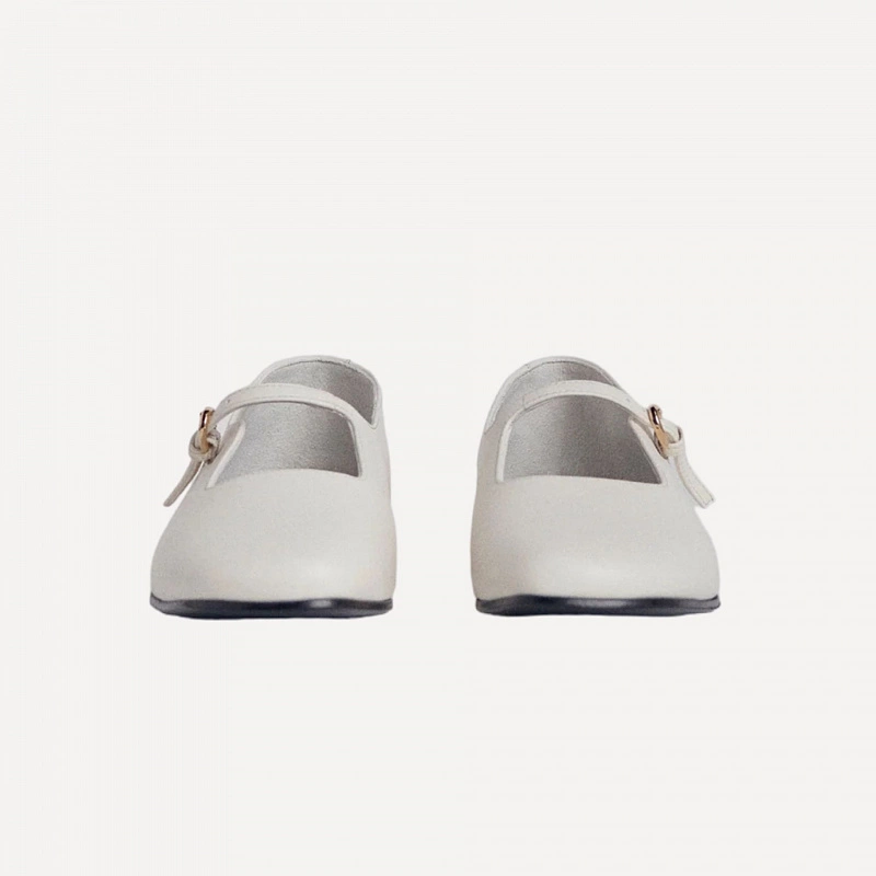 SQUARE TOE MARY JANE 10MM WHITE