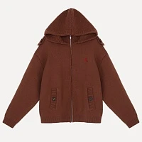 Double Collar Zip-Up Knit Jacket