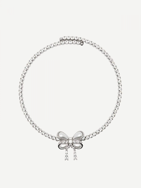 Pearl Butterfly Flower Zirconia Choker