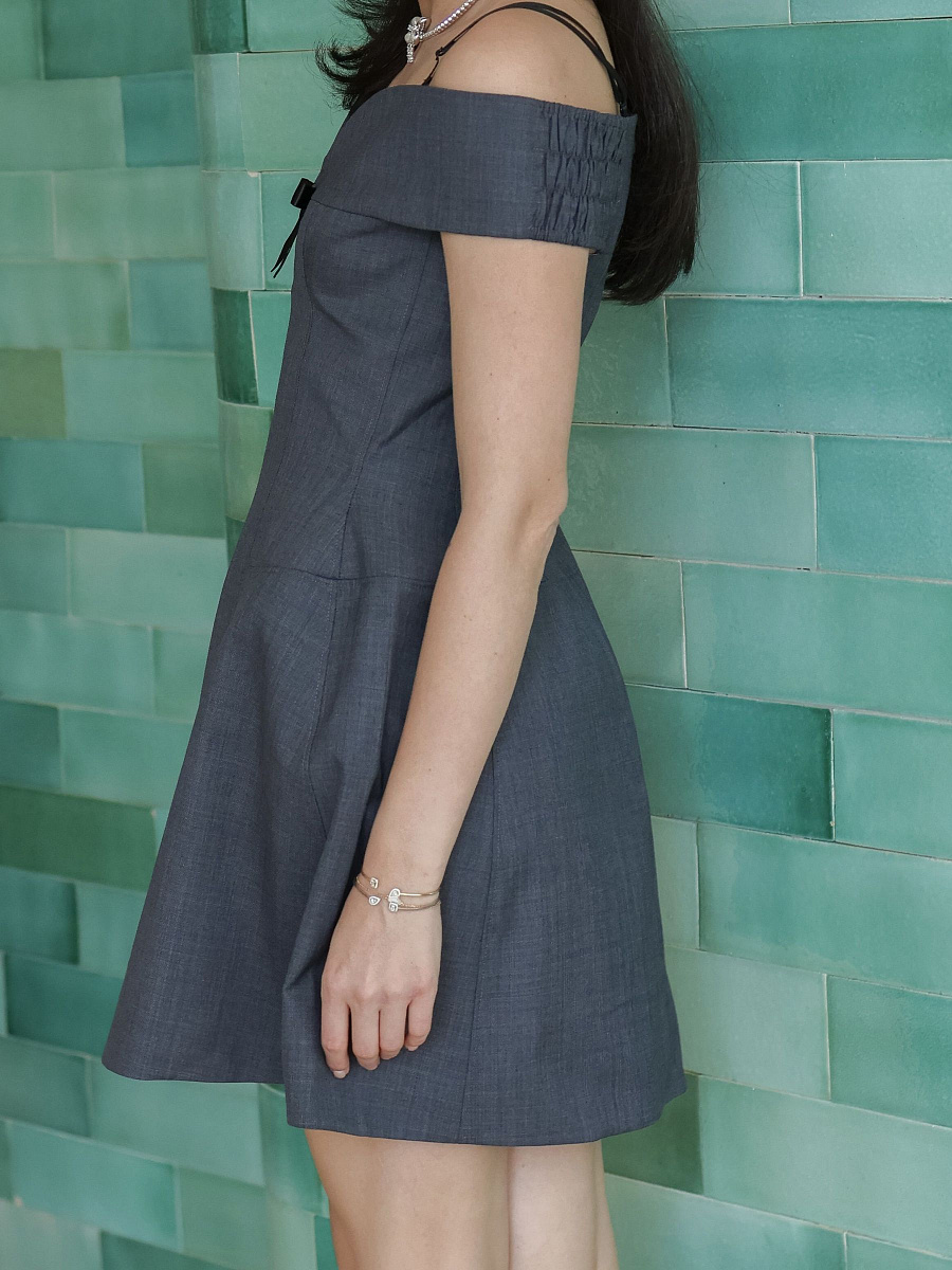 Curved one-shoulder dress